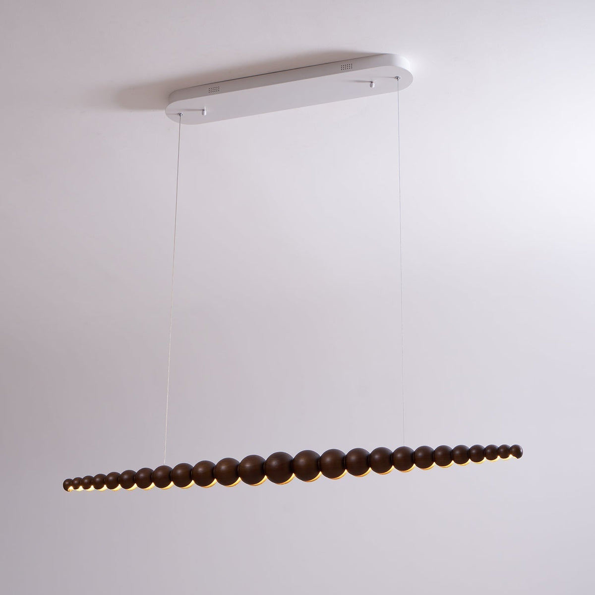 Linear LED Ceiling Fixture Wood & Metal 3000K Over Island Kitchen Dining Room Adjustable Height Suspended Bar Light Modern Minimalist Scandi
