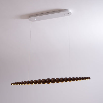 Linear LED Ceiling Fixture Wood & Metal 3000K Over Island Kitchen Dining Room Adjustable Height Suspended Bar Light Modern Minimalist Scandi