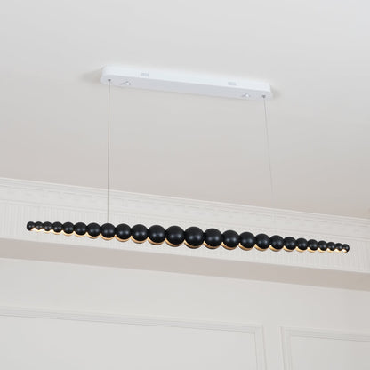 Linear LED Ceiling Fixture Wood & Metal 3000K Over Island Kitchen Dining Room Adjustable Height Suspended Bar Light Modern Minimalist Scandi
