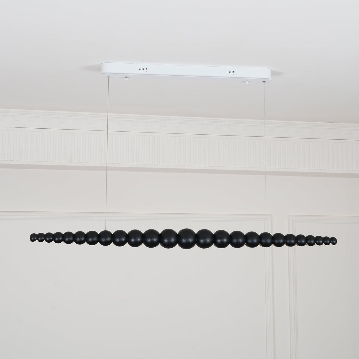 Linear LED Ceiling Fixture Wood & Metal 3000K Over Island Kitchen Dining Room Adjustable Height Suspended Bar Light Modern Minimalist Scandi