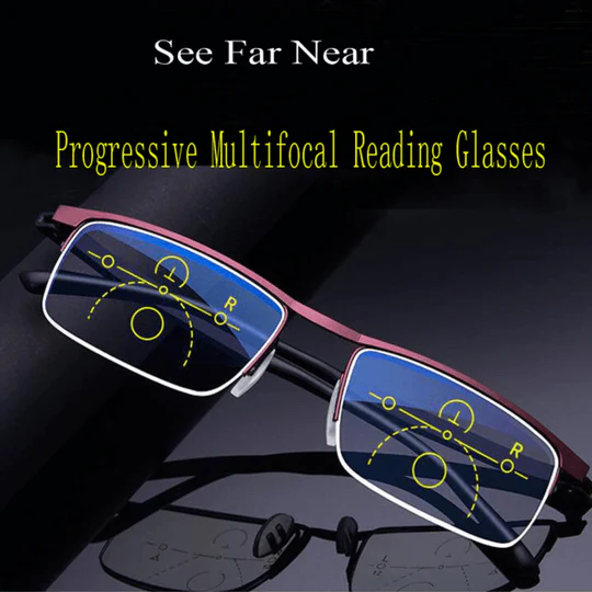 Smart Progressive Glasses with Auto Focus and Blue Blocker