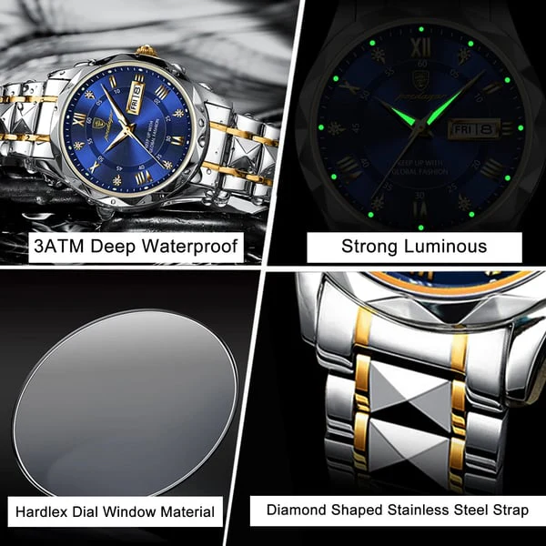 Premium Men's Quartz Watch, Stainless Steel Case