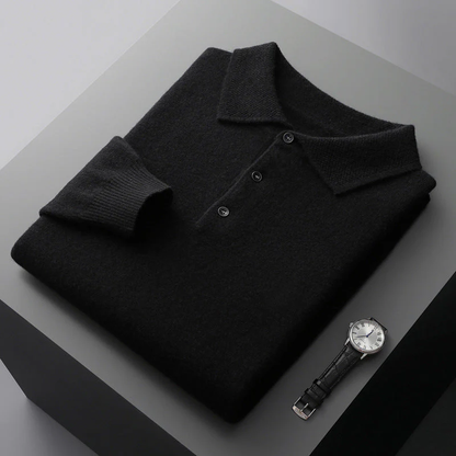 Comfortable Mens Cashmere Polo Shirt Long Sleeve