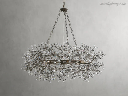 Round Multi-Light Statement Chandelier 39-60 in 6-12 Sockets Metal Crown for Dining Room Foyer Entryway Living Room