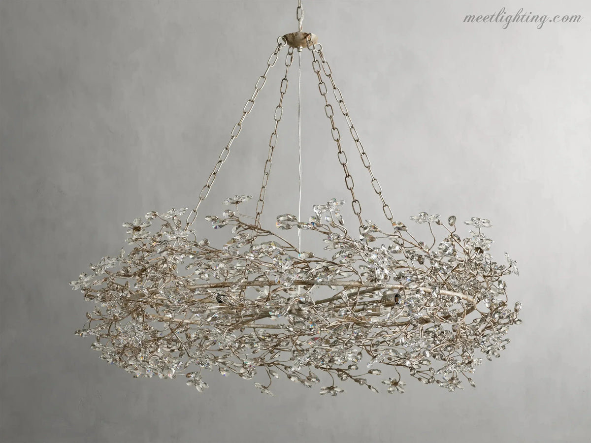 Round Multi-Light Statement Chandelier 39-60 in 6-12 Sockets Metal Crown for Dining Room Foyer Entryway Living Room