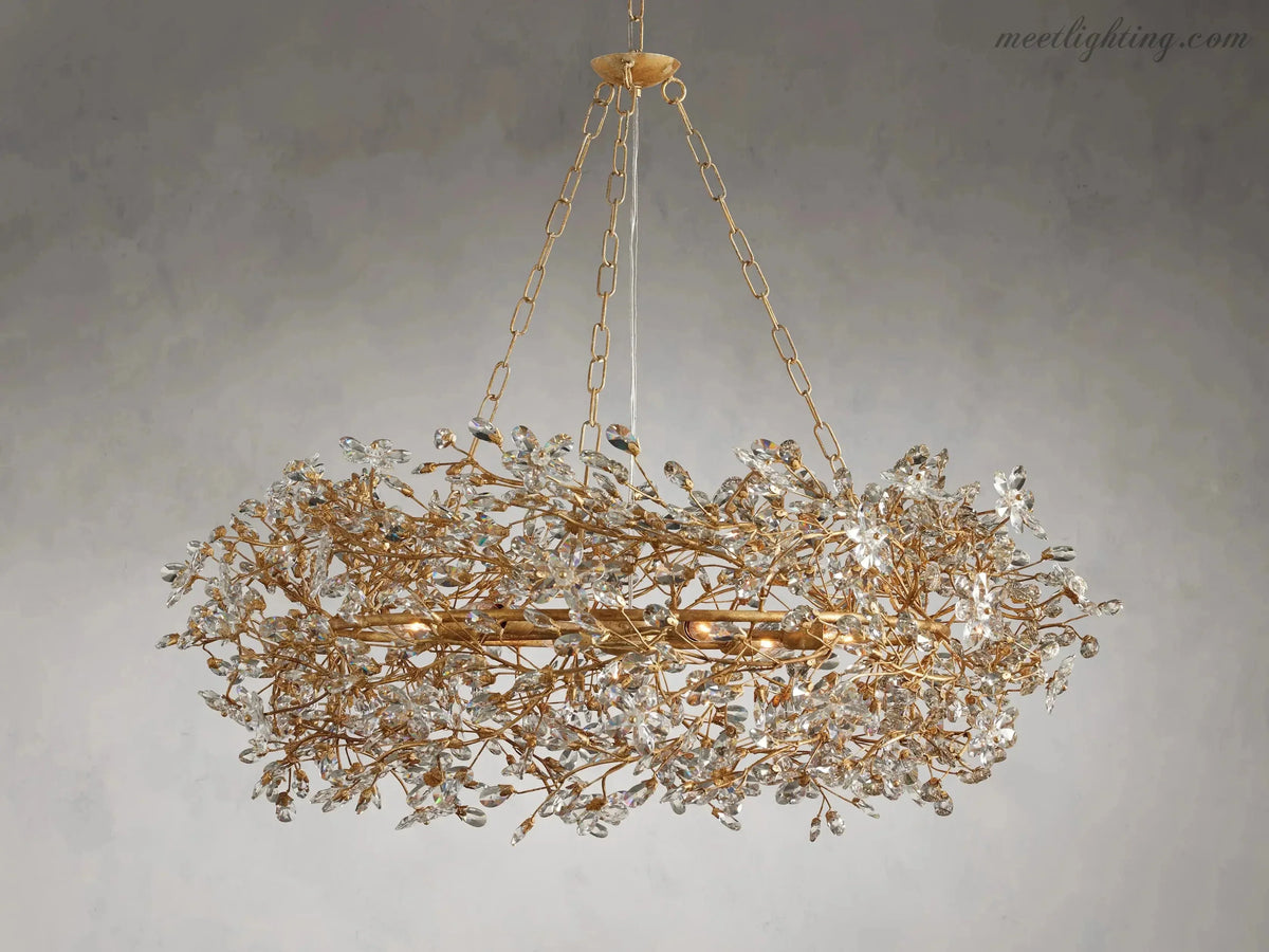 Round Multi-Light Statement Chandelier 39-60 in 6-12 Sockets Metal Crown for Dining Room Foyer Entryway Living Room