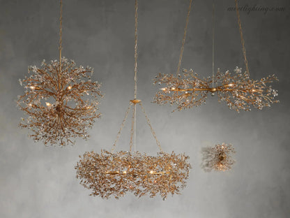 Round Multi-Light Statement Chandelier 39-60 in 6-12 Sockets Metal Crown for Dining Room Foyer Entryway Living Room