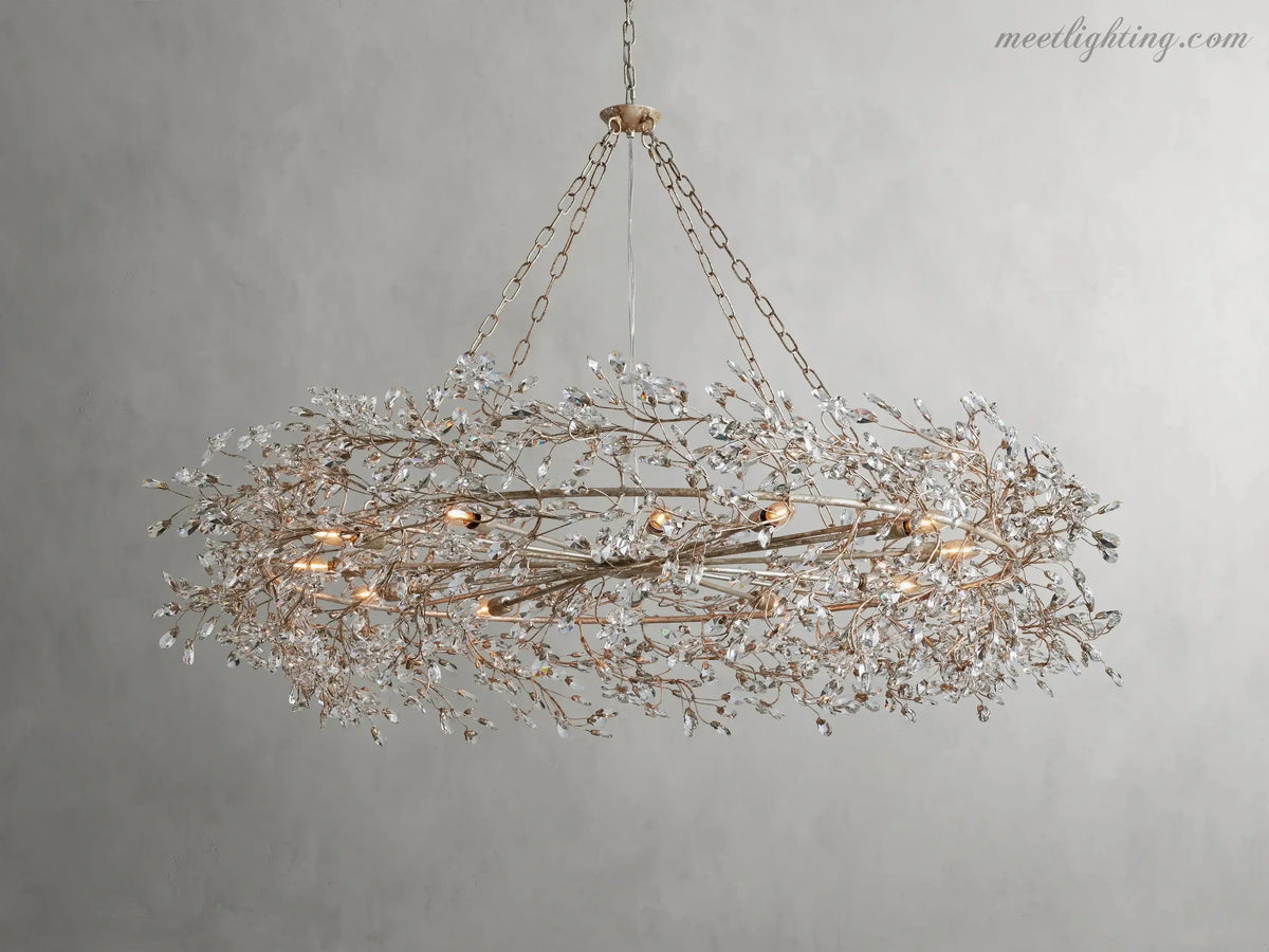 Round Multi-Light Statement Chandelier 39-60 in 6-12 Sockets Metal Crown for Dining Room Foyer Entryway Living Room