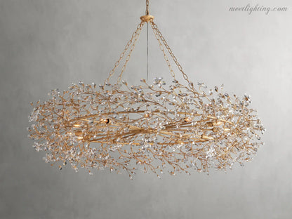 Round Multi-Light Statement Chandelier 39-60 in 6-12 Sockets Metal Crown for Dining Room Foyer Entryway Living Room