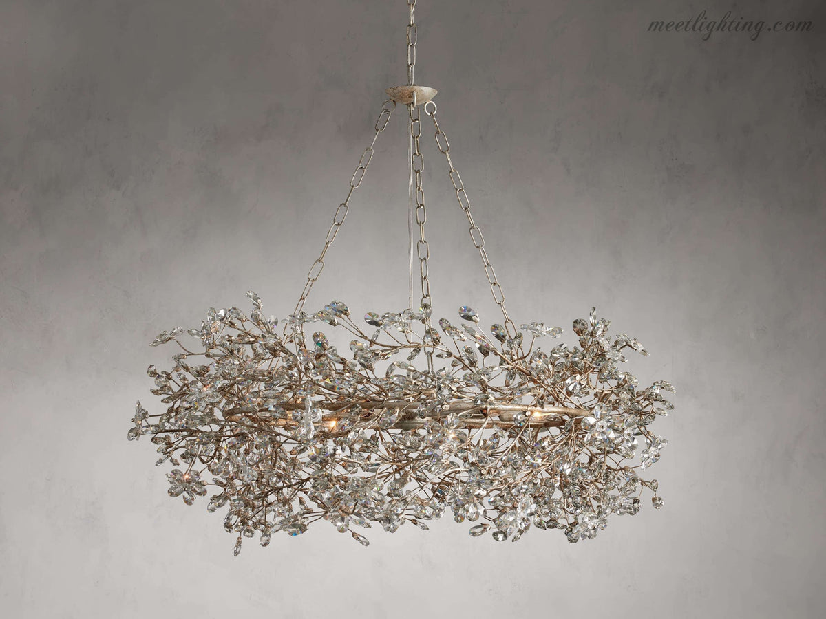 Round Multi-Light Statement Chandelier 39-60 in 6-12 Sockets Metal Crown for Dining Room Foyer Entryway Living Room