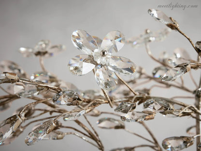 Crystal Branch Chandelier 8-10 Light Linear Fixture for Dining Room Gold Silver Bronze Finish