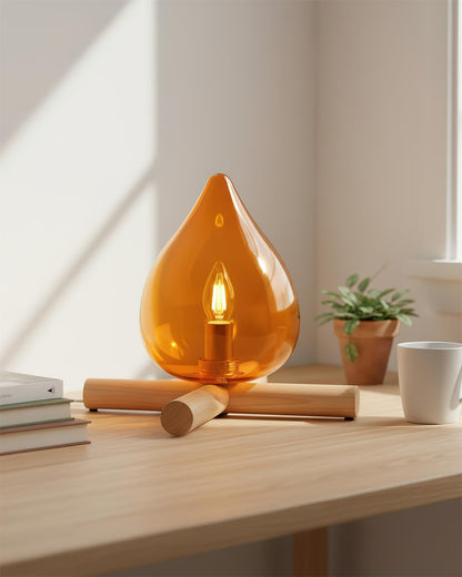Handcrafted Orb Desk Lamp with Adjustable Color Settings – Wood & Glass Bedside Light for Cozy Home Office Reading Nook Nightstand – 12 Inch