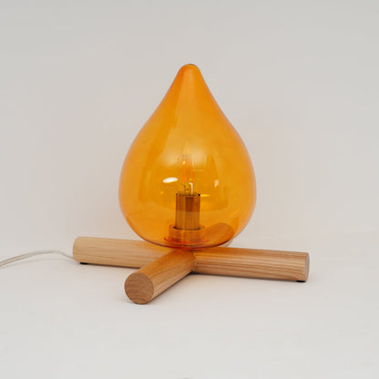 Handcrafted Orb Desk Lamp with Adjustable Color Settings – Wood & Glass Bedside Light for Cozy Home Office Reading Nook Nightstand – 12 Inch