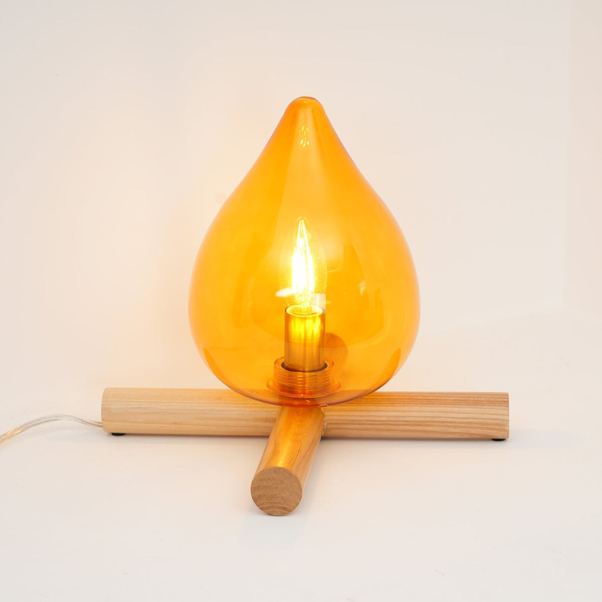 Handcrafted Orb Desk Lamp with Adjustable Color Settings – Wood & Glass Bedside Light for Cozy Home Office Reading Nook Nightstand – 12 Inch