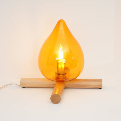Handcrafted Orb Desk Lamp with Adjustable Color Settings – Wood & Glass Bedside Light for Cozy Home Office Reading Nook Nightstand – 12 Inch