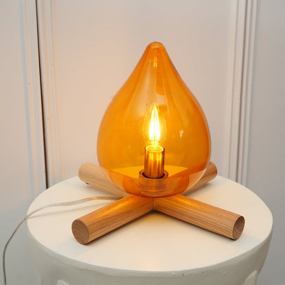 Handcrafted Orb Desk Lamp with Adjustable Color Settings – Wood & Glass Bedside Light for Cozy Home Office Reading Nook Nightstand – 12 Inch