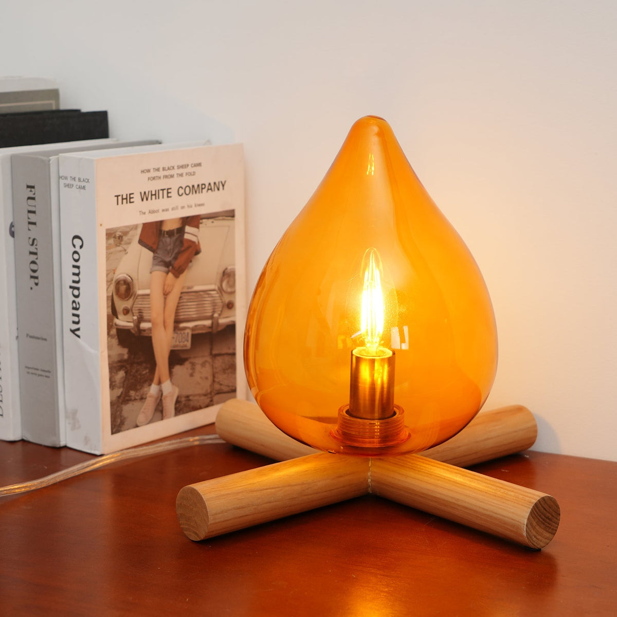 Handcrafted Orb Desk Lamp with Adjustable Color Settings – Wood & Glass Bedside Light for Cozy Home Office Reading Nook Nightstand – 12 Inch