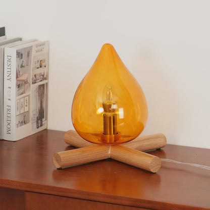 Handcrafted Orb Desk Lamp with Adjustable Color Settings – Wood & Glass Bedside Light for Cozy Home Office Reading Nook Nightstand – 12 Inch