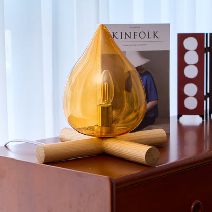 Handcrafted Orb Desk Lamp with Adjustable Color Settings – Wood & Glass Bedside Light for Cozy Home Office Reading Nook Nightstand – 12 Inch
