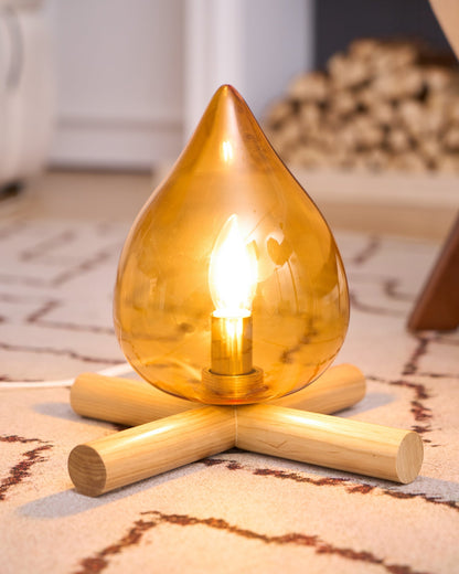Handcrafted Orb Desk Lamp with Adjustable Color Settings – Wood & Glass Bedside Light for Cozy Home Office Reading Nook Nightstand – 12 Inch