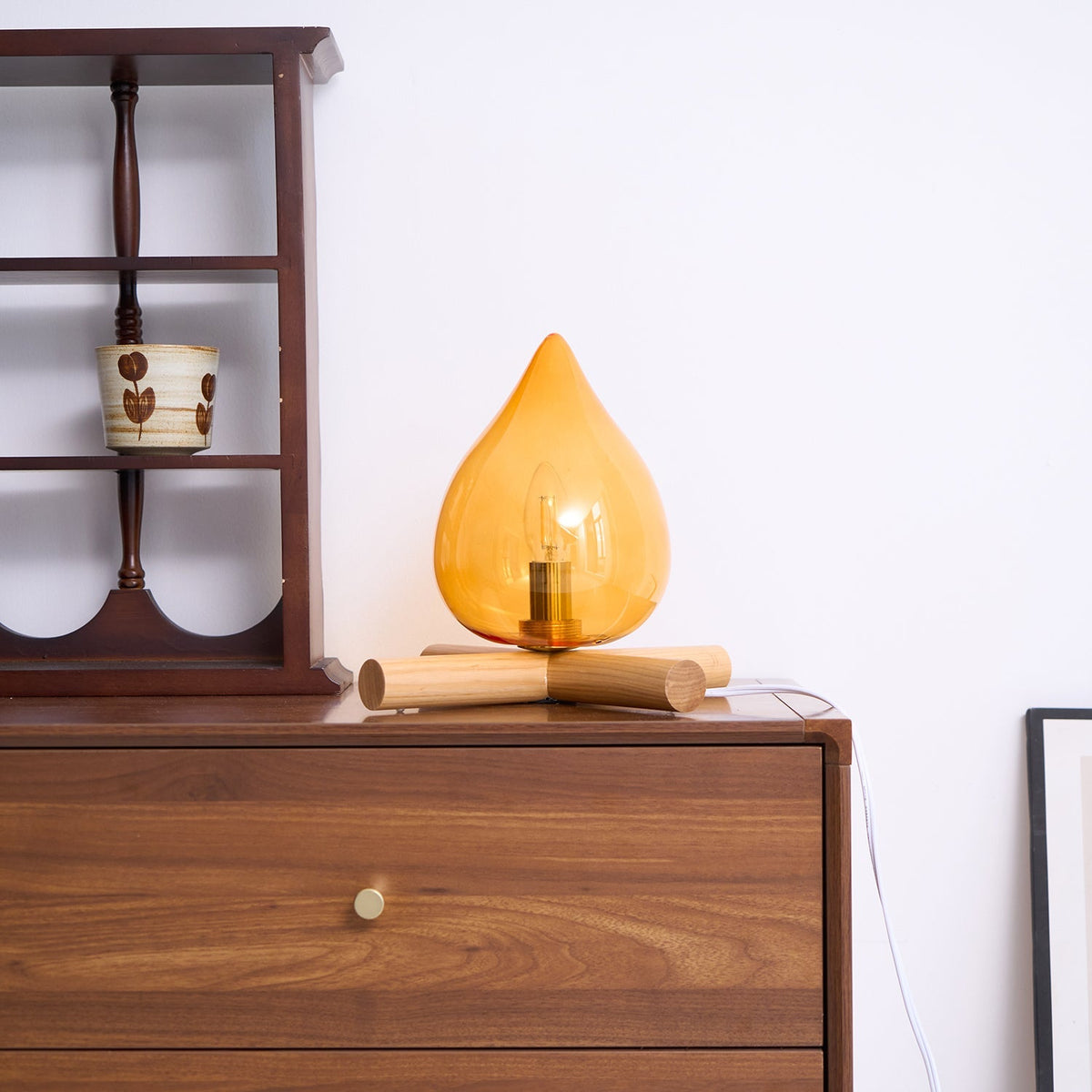 Handcrafted Orb Desk Lamp with Adjustable Color Settings – Wood & Glass Bedside Light for Cozy Home Office Reading Nook Nightstand – 12 Inch