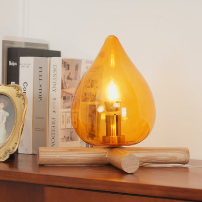 Handcrafted Orb Desk Lamp with Adjustable Color Settings – Wood & Glass Bedside Light for Cozy Home Office Reading Nook Nightstand – 12 Inch