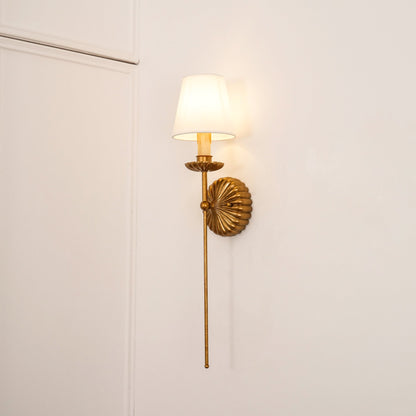 Indoor Sconce Antique Gold Metal with Cloth Shade 15W E12 E14 Base for Bedside Reading Nook Corridor Accent Hardwired 110-120V Residential F