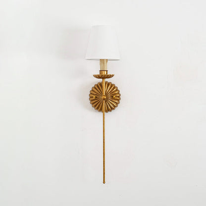 Indoor Sconce Antique Gold Metal with Cloth Shade 15W E12 E14 Base for Bedside Reading Nook Corridor Accent Hardwired 110-120V Residential F