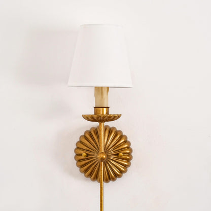 Indoor Sconce Antique Gold Metal with Cloth Shade 15W E12 E14 Base for Bedside Reading Nook Corridor Accent Hardwired 110-120V Residential F