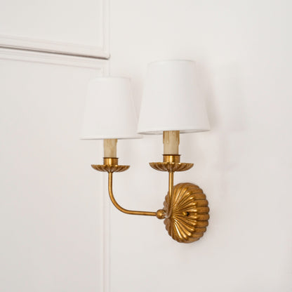 Indoor Sconce Antique Gold Metal with Cloth Shade 15W E12 E14 Base for Bedside Reading Nook Corridor Accent Hardwired 110-120V Residential F