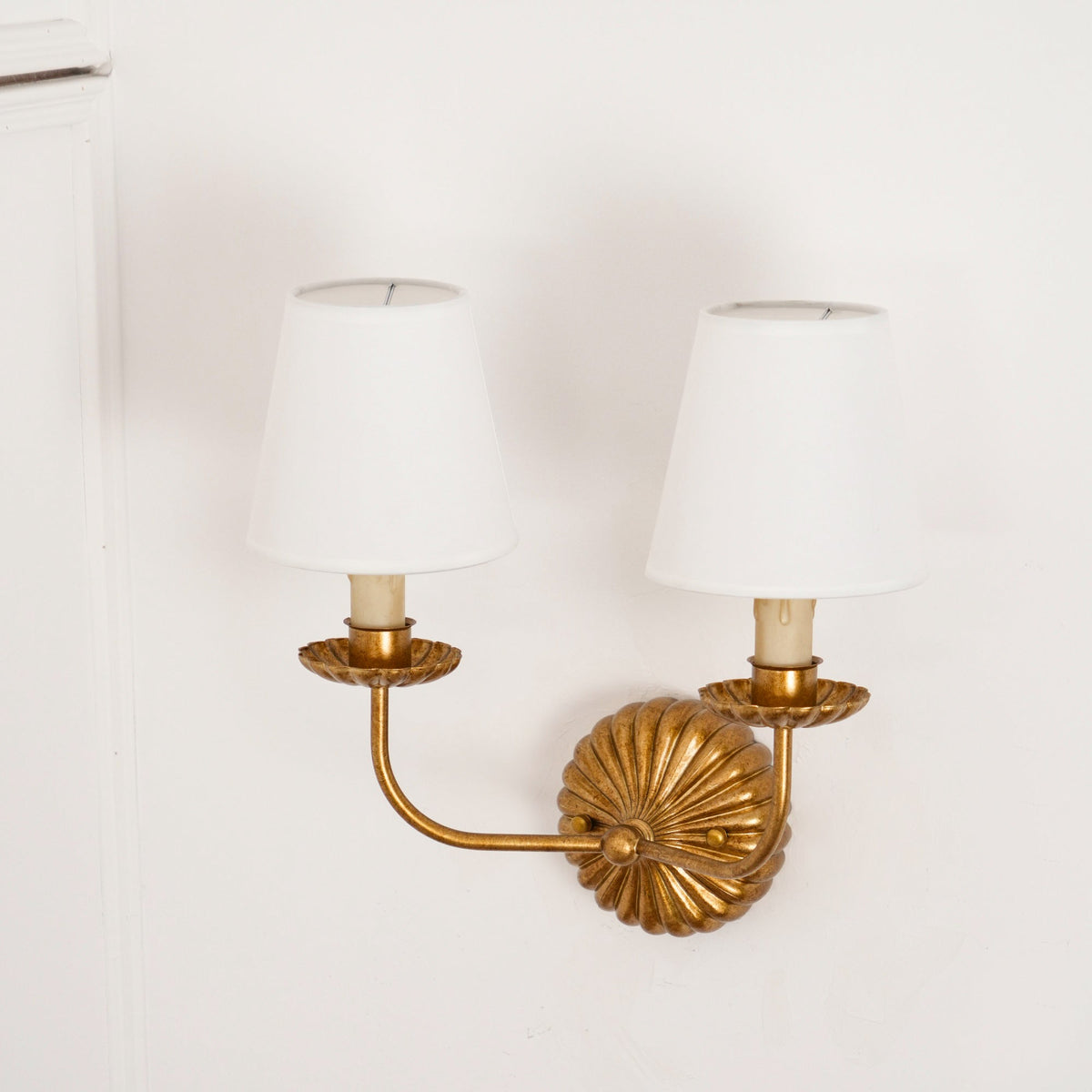 Indoor Sconce Antique Gold Metal with Cloth Shade 15W E12 E14 Base for Bedside Reading Nook Corridor Accent Hardwired 110-120V Residential F