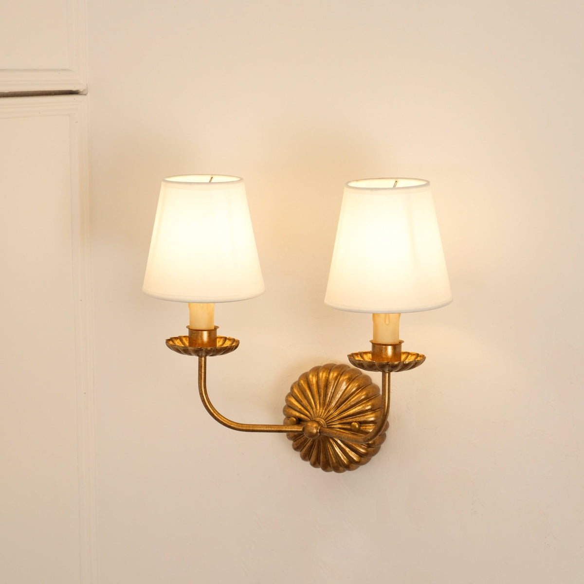 Indoor Sconce Antique Gold Metal with Cloth Shade 15W E12 E14 Base for Bedside Reading Nook Corridor Accent Hardwired 110-120V Residential F
