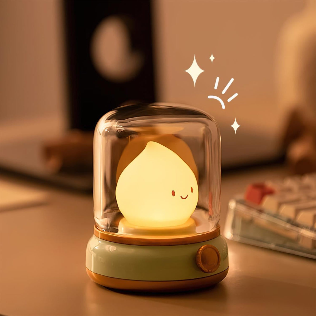 Vintage-Style Flame LED Accent Lamp 4 in Adjustable Brightness USB Rechargeable Bedroom Nightstand Reading Desk Decor