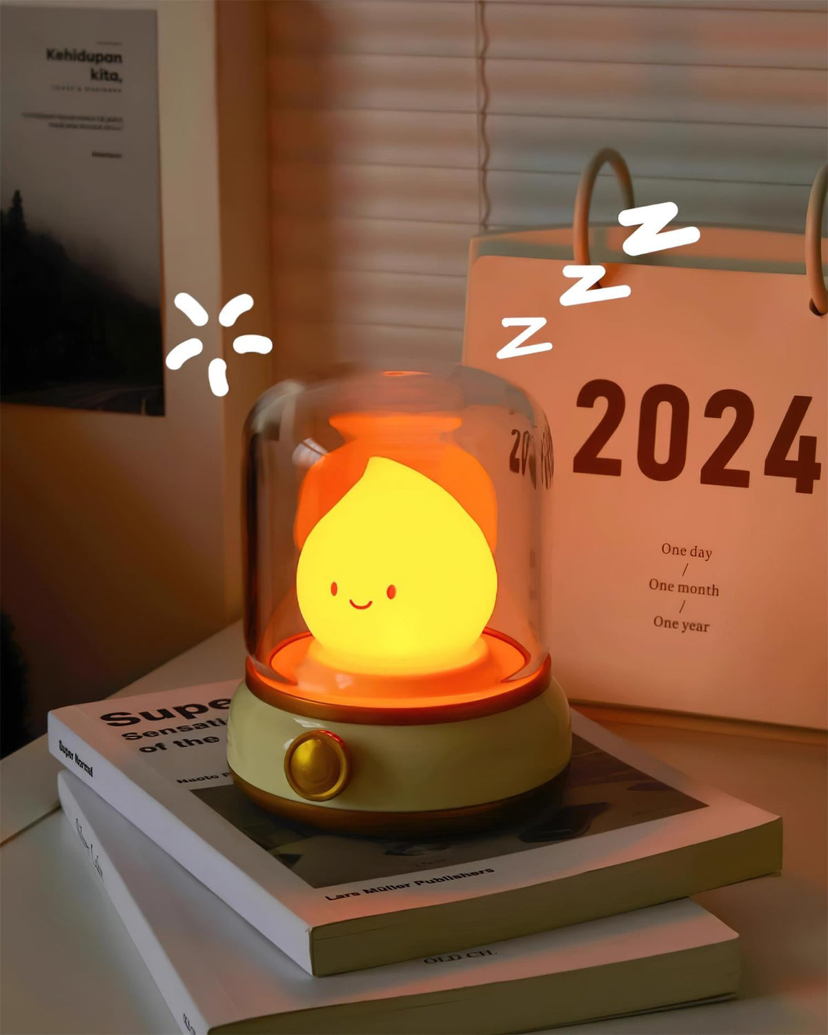 Vintage-Style Flame LED Accent Lamp 4 in Adjustable Brightness USB Rechargeable Bedroom Nightstand Reading Desk Decor