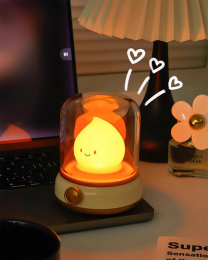 Vintage-Style Flame LED Accent Lamp 4 in Adjustable Brightness USB Rechargeable Bedroom Nightstand Reading Desk Decor
