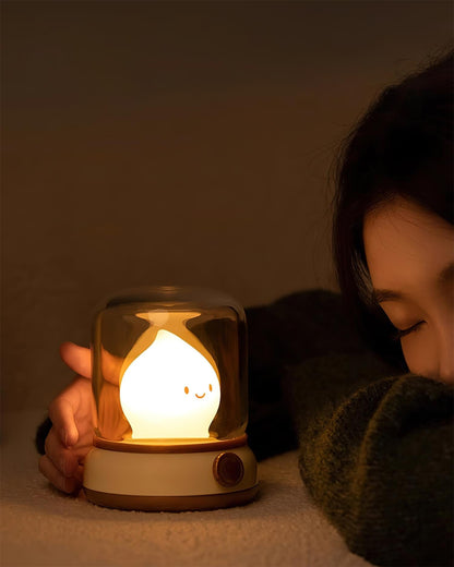 Vintage-Style Flame LED Accent Lamp 4 in Adjustable Brightness USB Rechargeable Bedroom Nightstand Reading Desk Decor