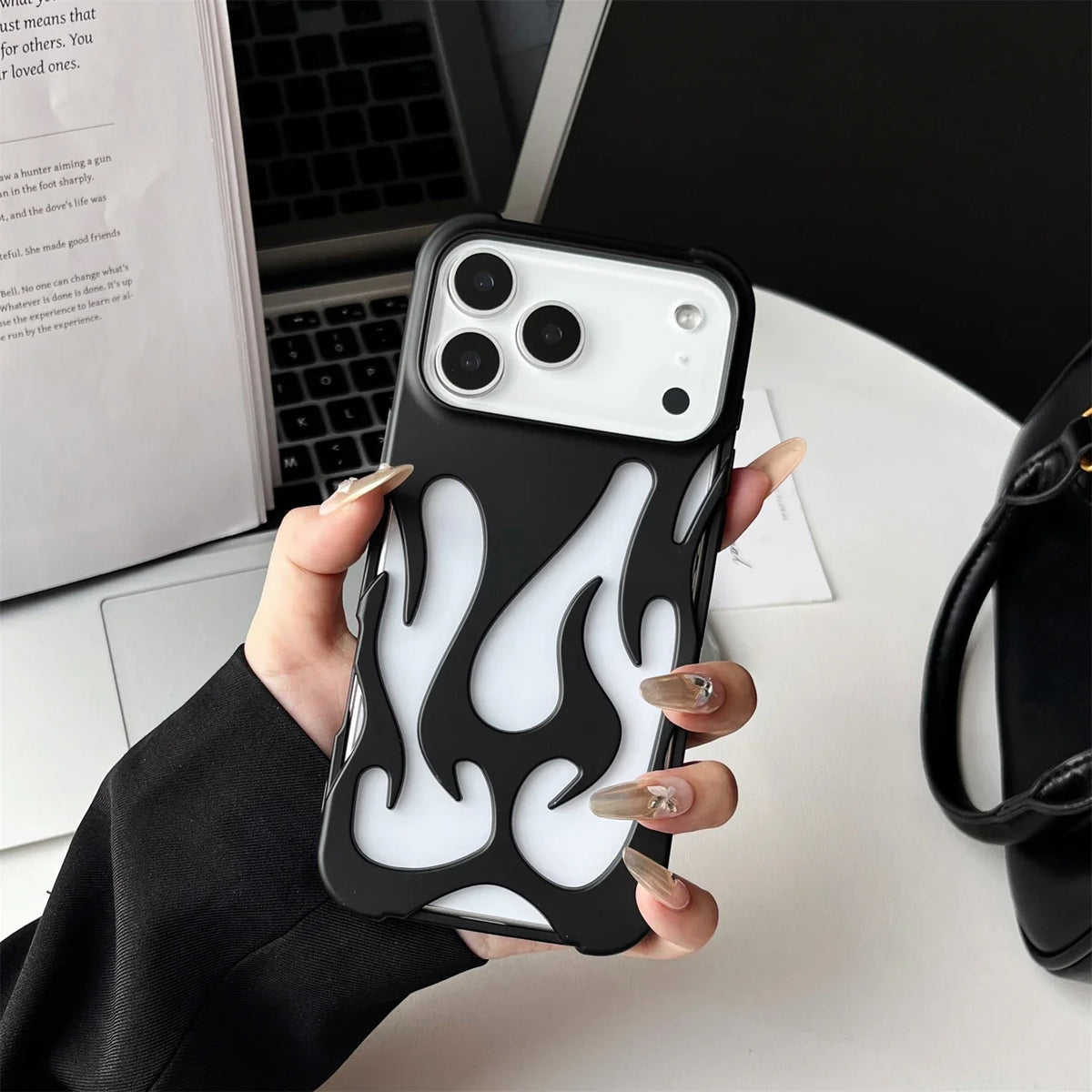 Flame-Patterned Vented iPhone Case with Shock Absorption and Heat Dissipation for iPhone 13, 14, 15, 16, 17, Air, Pro, Pro Max Models