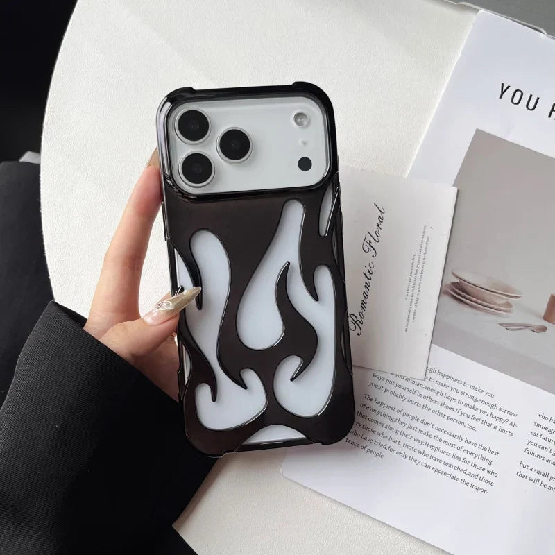 Flame-Patterned Vented iPhone Case with Shock Absorption and Heat Dissipation for iPhone 13, 14, 15, 16, 17, Air, Pro, Pro Max Models