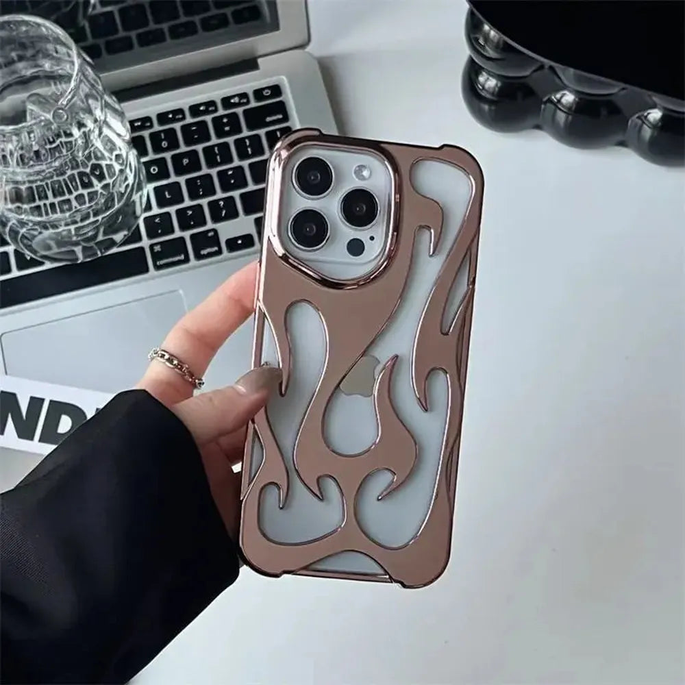Flame-Patterned Vented iPhone Case with Shock Absorption and Heat Dissipation for iPhone 13, 14, 15, 16, 17, Air, Pro, Pro Max Models