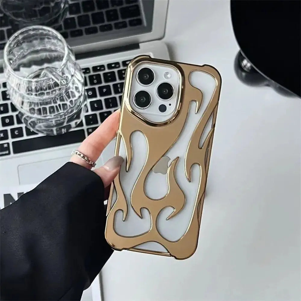 Flame-Patterned Vented iPhone Case with Shock Absorption and Heat Dissipation for iPhone 13, 14, 15, 16, 17, Air, Pro, Pro Max Models