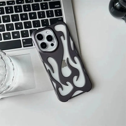 Flame-Patterned Vented iPhone Case with Shock Absorption and Heat Dissipation for iPhone 13, 14, 15, 16, 17, Air, Pro, Pro Max Models