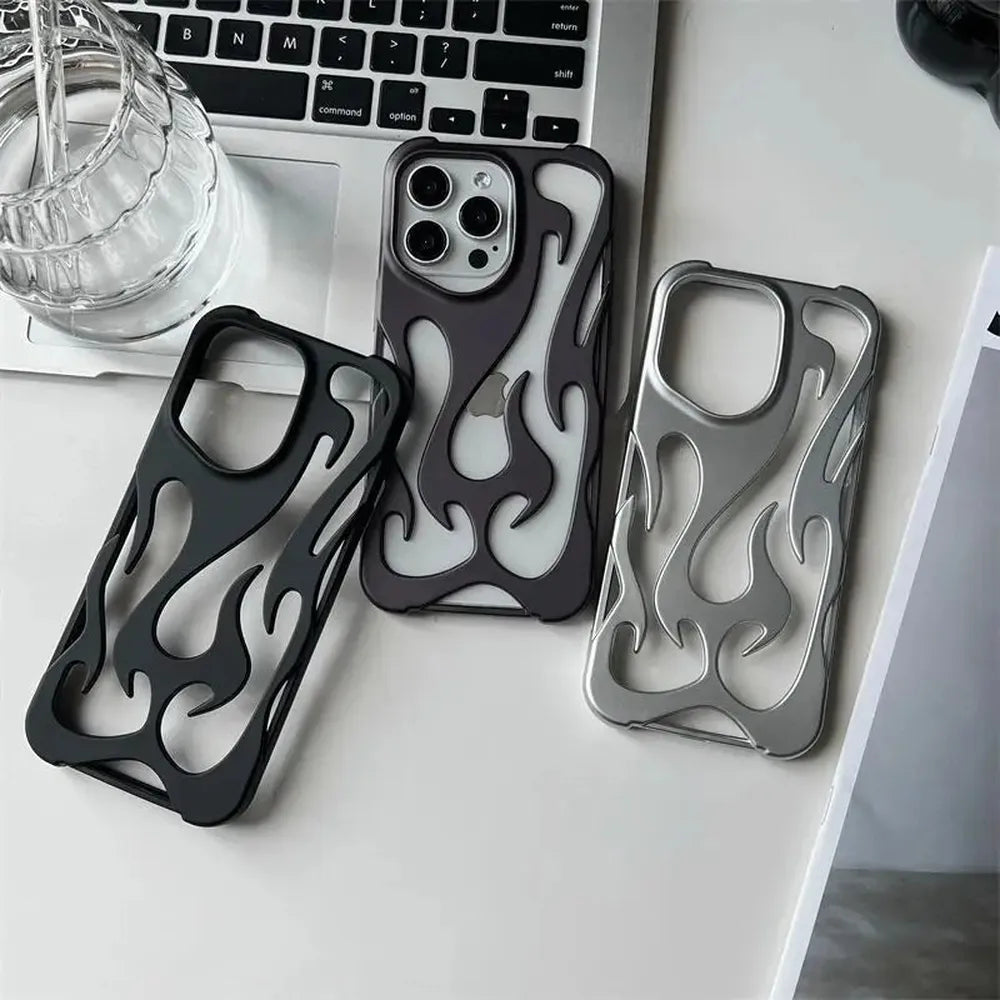 Flame-Patterned Vented iPhone Case with Shock Absorption and Heat Dissipation for iPhone 13, 14, 15, 16, 17, Air, Pro, Pro Max Models