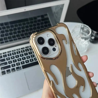 Flame-Patterned Vented iPhone Case with Shock Absorption and Heat Dissipation for iPhone 13, 14, 15, 16, 17, Air, Pro, Pro Max Models