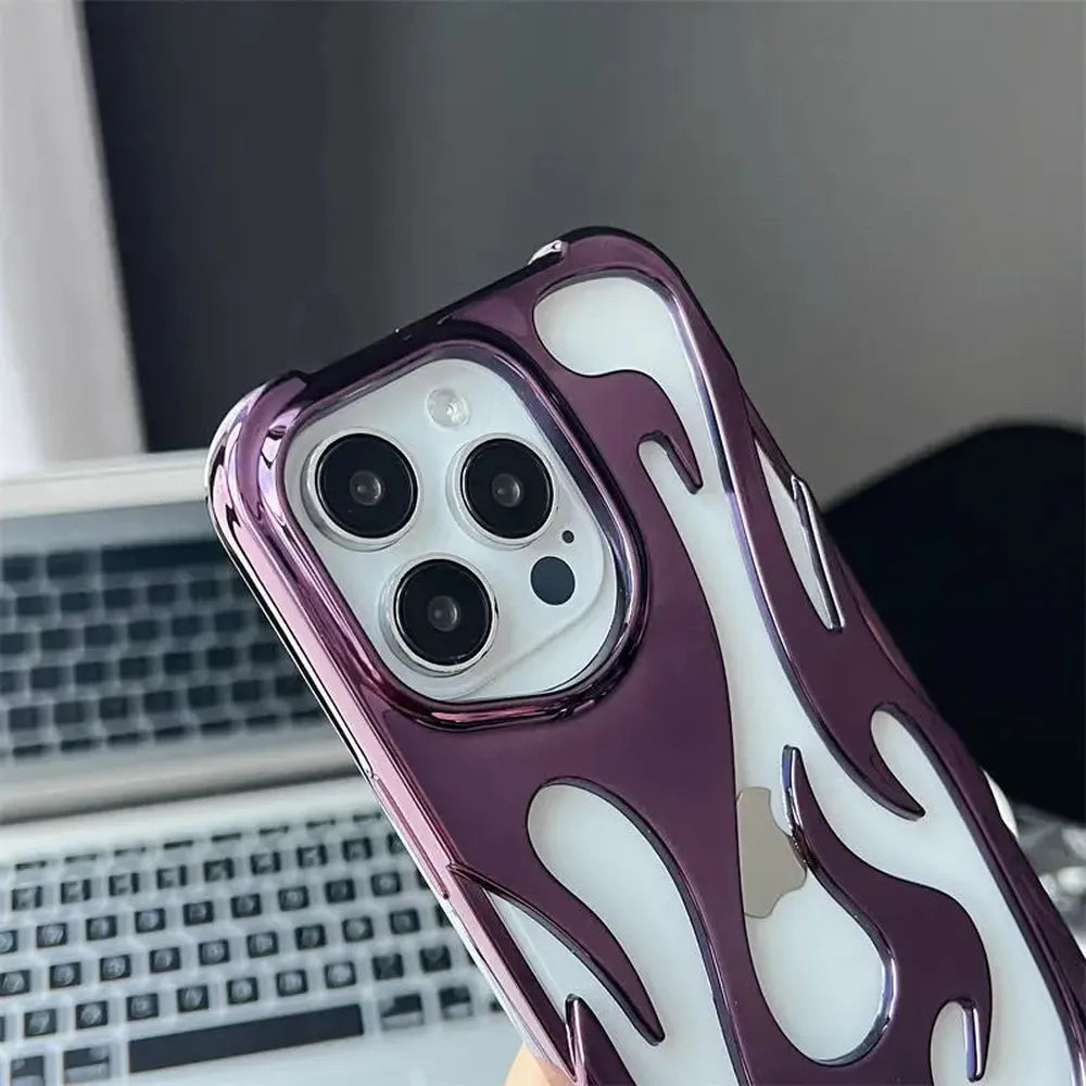 Flame-Patterned Vented iPhone Case with Shock Absorption and Heat Dissipation for iPhone 13, 14, 15, 16, 17, Air, Pro, Pro Max Models