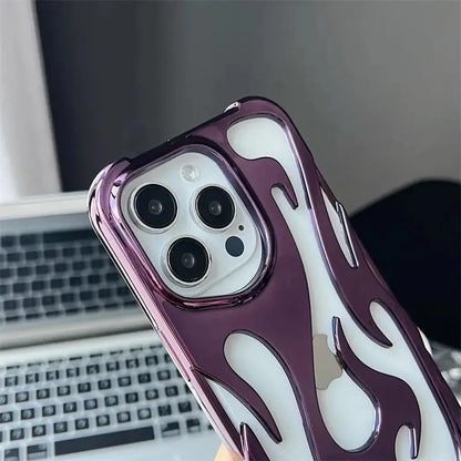 Flame-Patterned Vented iPhone Case with Shock Absorption and Heat Dissipation for iPhone 13, 14, 15, 16, 17, Air, Pro, Pro Max Models