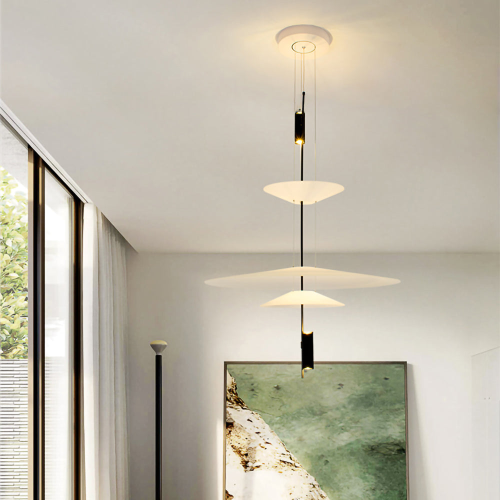 Modern LED Ceiling Fixture 26 Inch White Acrylic Adjustable Height for Kitchen Dining Bedroom Entryway Overhead Lighting Fixture