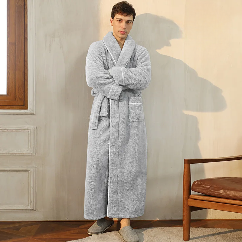 Ortekor Flannel Winter Bathrobe | Men's Robe with Adjustable Sash | Cozy Comfort for Cold Days