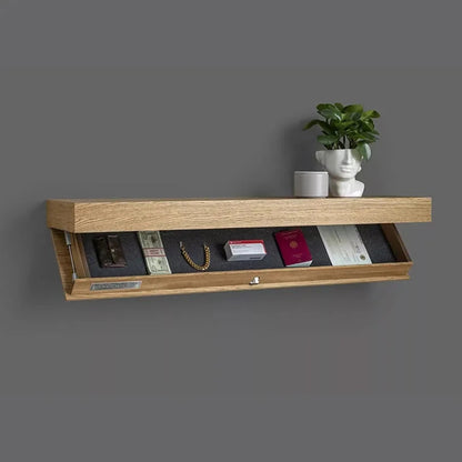 Stylish Floating Wall Shelf with Hidden Compartment | Wood Finish for Organized Living