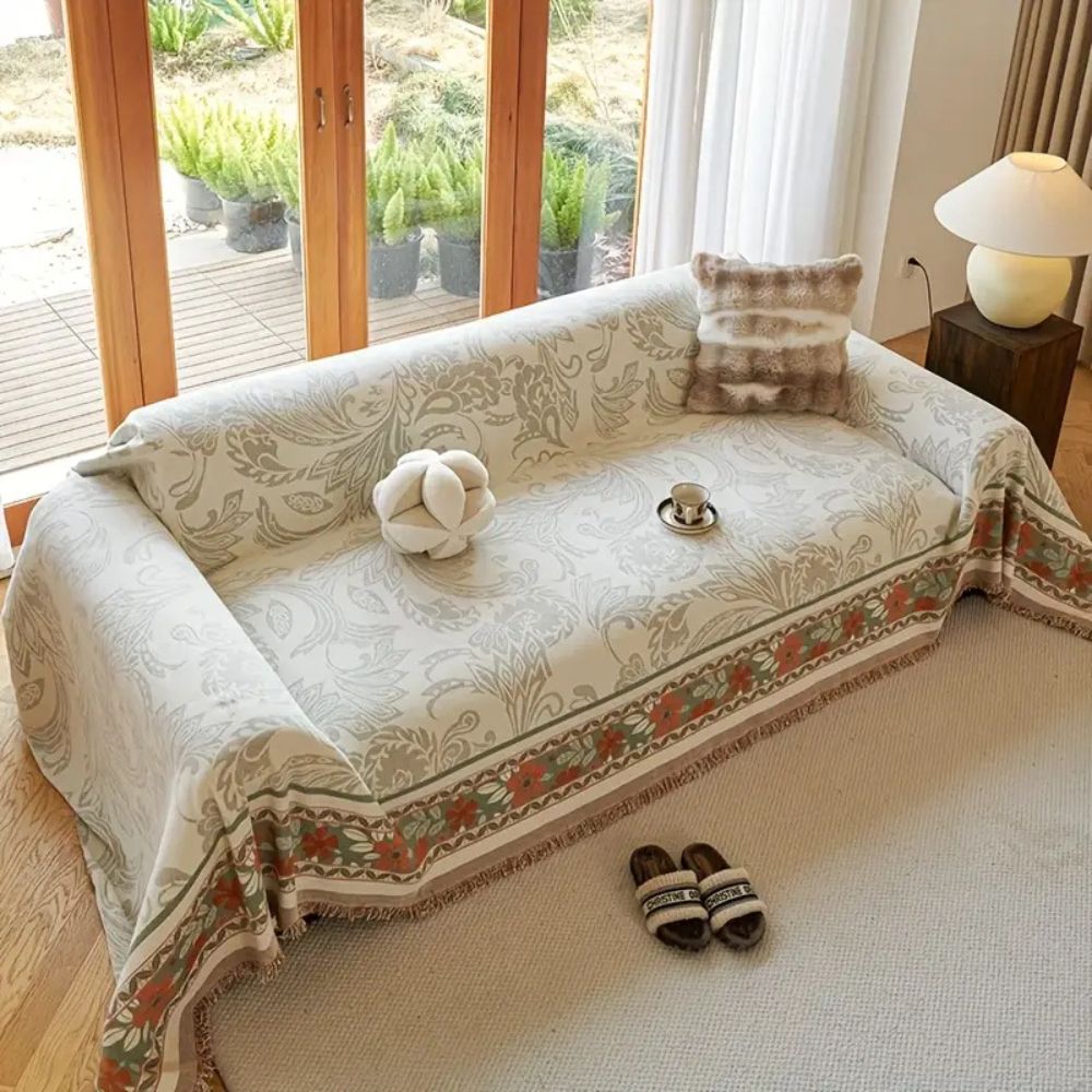 Fleur Sofa Cover - Soft Chenille, Floral Design