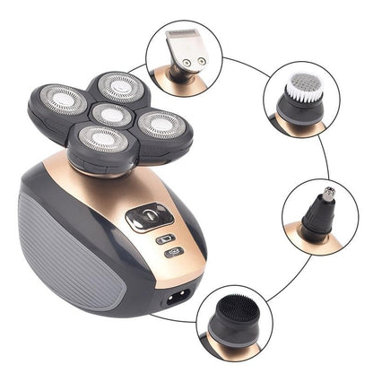 Electric Shaver for Bald Head, Waterproof Rotary Shaver with 5 Blades, Head Shaver, Rechargeable Electric Razor